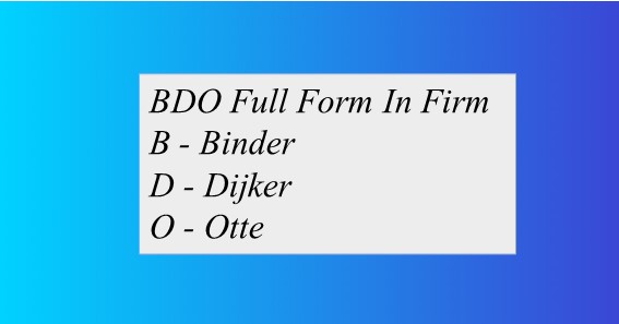 BDO Full Form In Firm 