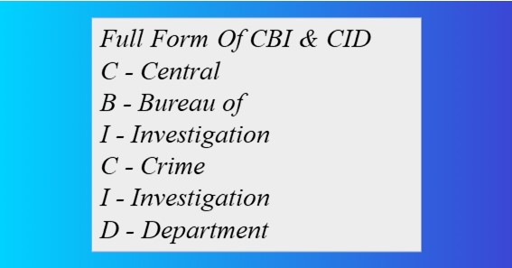 Full Form Of CBI & CID