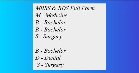 MBBS & BDS Full Form