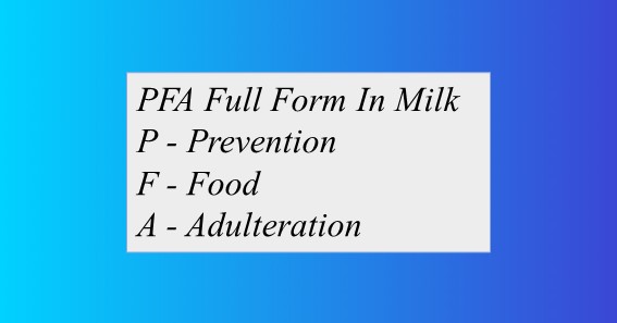 PFA Full Form In Milk