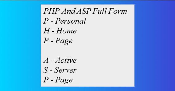 PHP And ASP Full Form