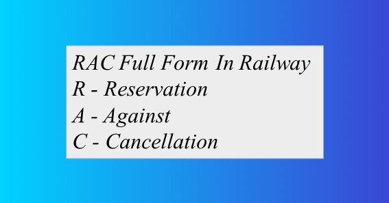 RAC Full Form In Railway