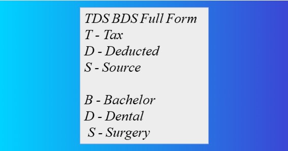 TDS BDS Full Form