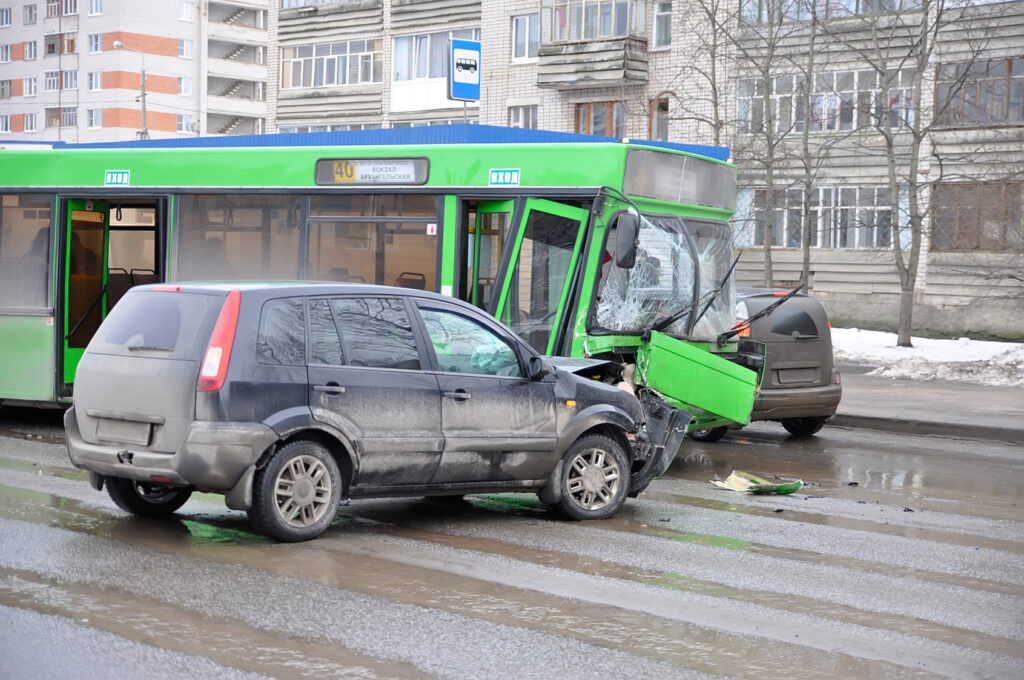 What happens if a bus hits your car?